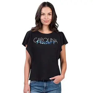 Officially Licensed NFL 4Her Crowd Wave Fashion Top by Glll - Panthers