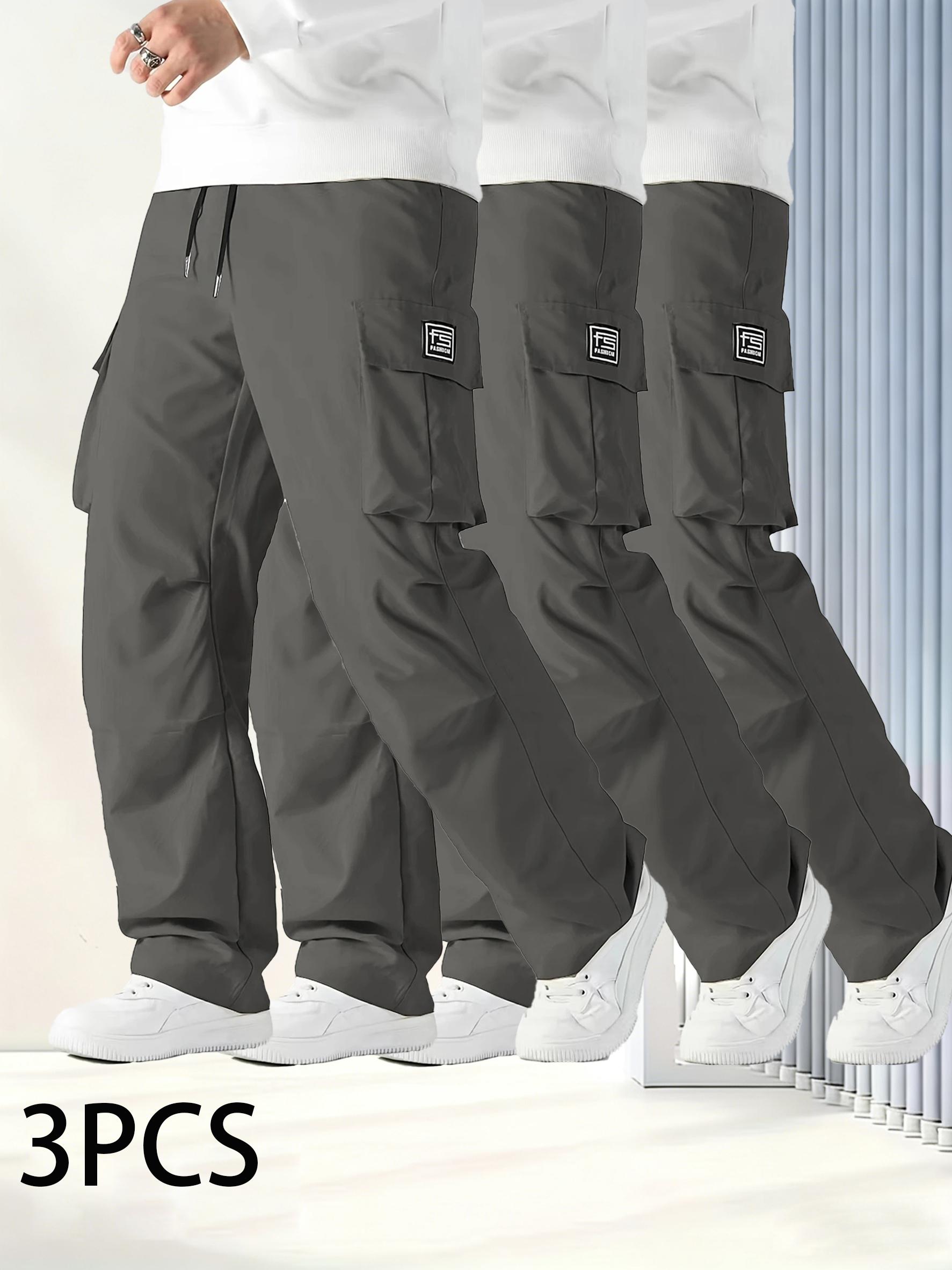 3 Pack Men's Tactical Cargo Pants, Elastic Waistband & Multi-Pocket Design, Perfect for Spring & Summer, Ideal for Outdoor Activities