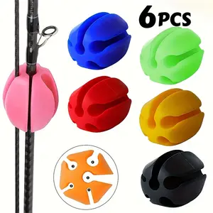 6-Piece Silicone Fishing Rod Holder Set, Multi-Functional Safety Grip Fisherman Accessories, Hook Ball Binding for Rod Organization & Protection, Fishing Gear Set, Fishing Organizer Accessory