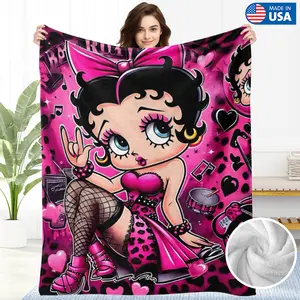 Betty Boop Flannel Soft Blankets Gifts, All-Season Cozy Throw for Women, Girls, Friends - Personalized Gift for Birthdays, Valentine’s Day, Flannel Blanket, Women's Comfort Accessory Blanket Gift