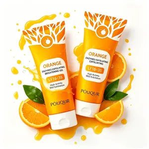 Orange Enzyme Exfoliating Gel: Gently exfoliates, deeply cleanses pores, controls oil, removes dead skin cells, and leaves skin feeling refreshed. Suitable for face and body. Suitable for all skin types.