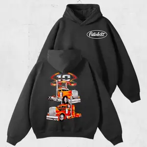 Peterbilt Truck Hoodie 2side – Anniversary Edition Trucker Sweatshirt, Semi Truck Unisex Pullover, Long Haul Rig Graphic Outfit, For Men and Girl, Vintage Truck Vibes