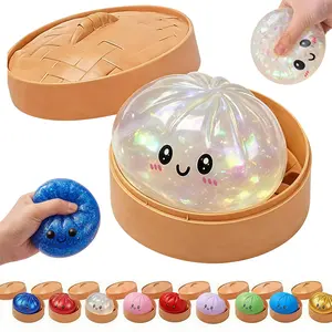 Cute Glitter Dumpling Squishy, Soft Squeeze Fidget, Slow Rebound Stress Anxiety Relief for Party Leisure Daily Relax real dumpling squishy