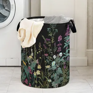 Foldable Laundry Basket with Handle, Floral Print Design, Durable Material, Large Capacity Storage Bin for Clothes & Toys, Collapsible Laundry Hamper, Laundry Organizer