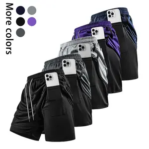 Men's faux two-piece athletic shorts! Double-layer anti-exposure design, mesh quick-dry breathable fabric  ideal for running, fitness, basketball training, and also suitable for everyday wear!, Gym Shorts