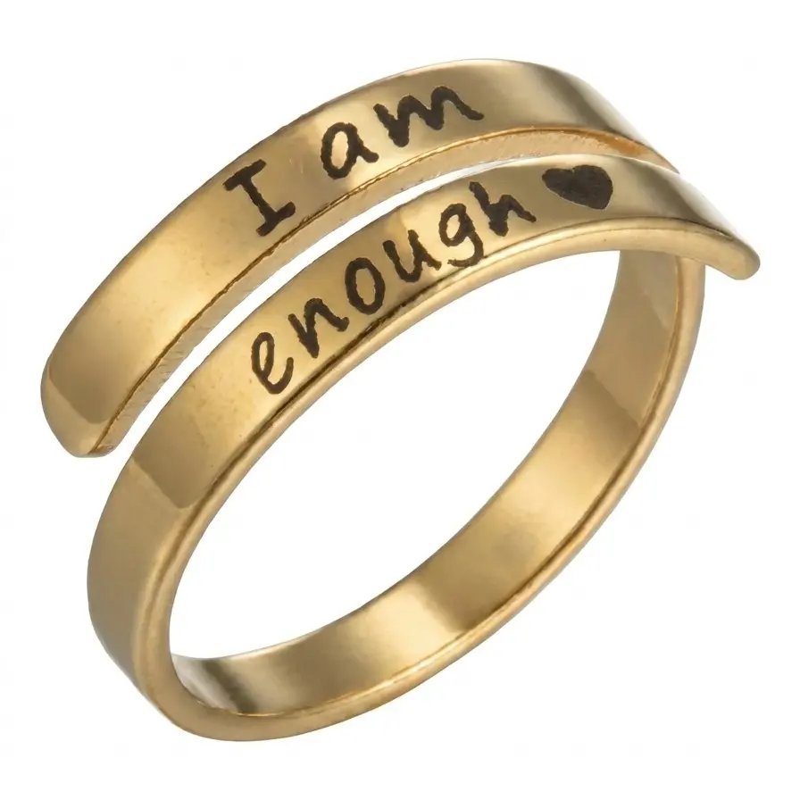 purity ring Gold Adjustable I Am Enough Ring for Women, Self Love Inspirational Open Ring, Motivational Jewelry, Statement Finger Ring Gift for Her stainless steel