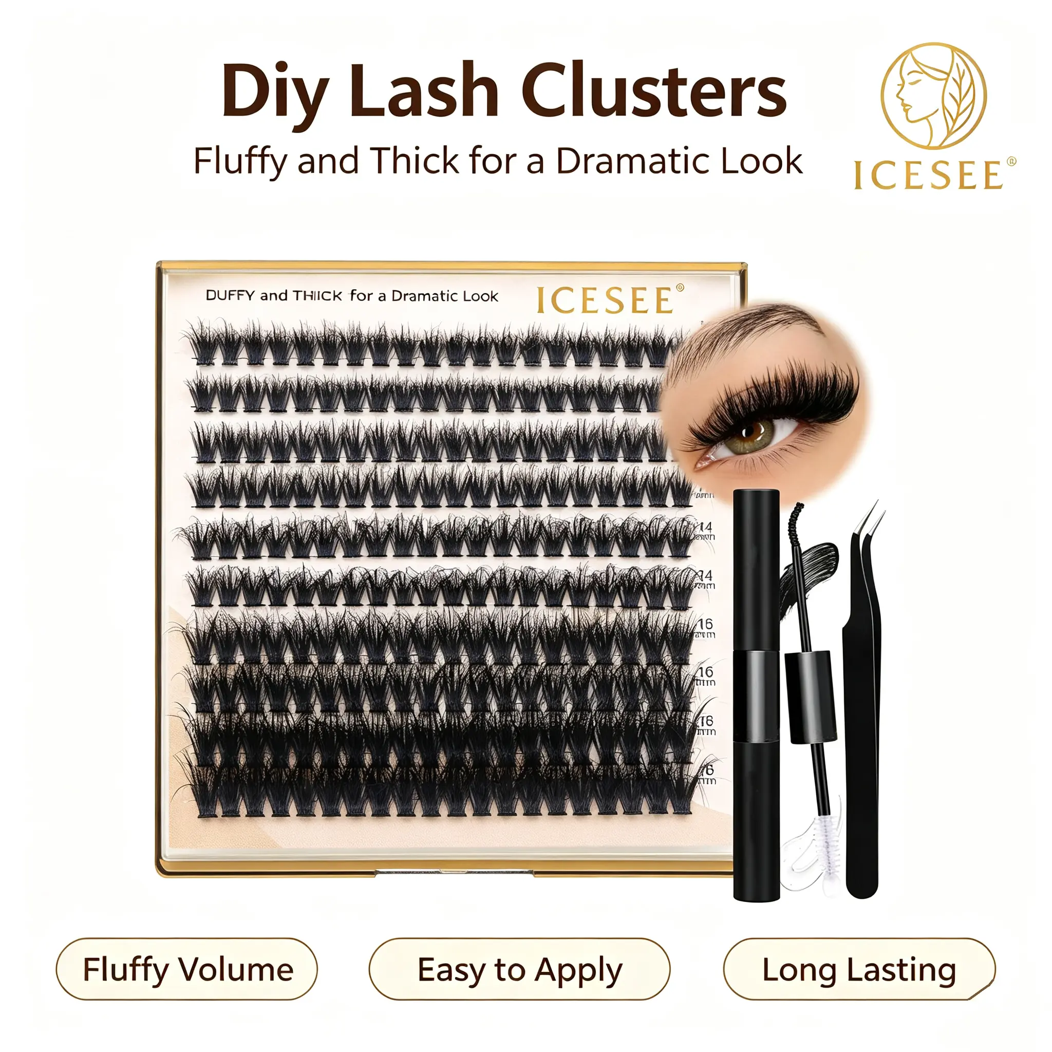 ICESEE Manga Spiky Lash Clusters D Curve 10-18mm Fluffy Anime Wispy Individual Lashes Reusable Faux Mink Fairy DIY Lash Extensions