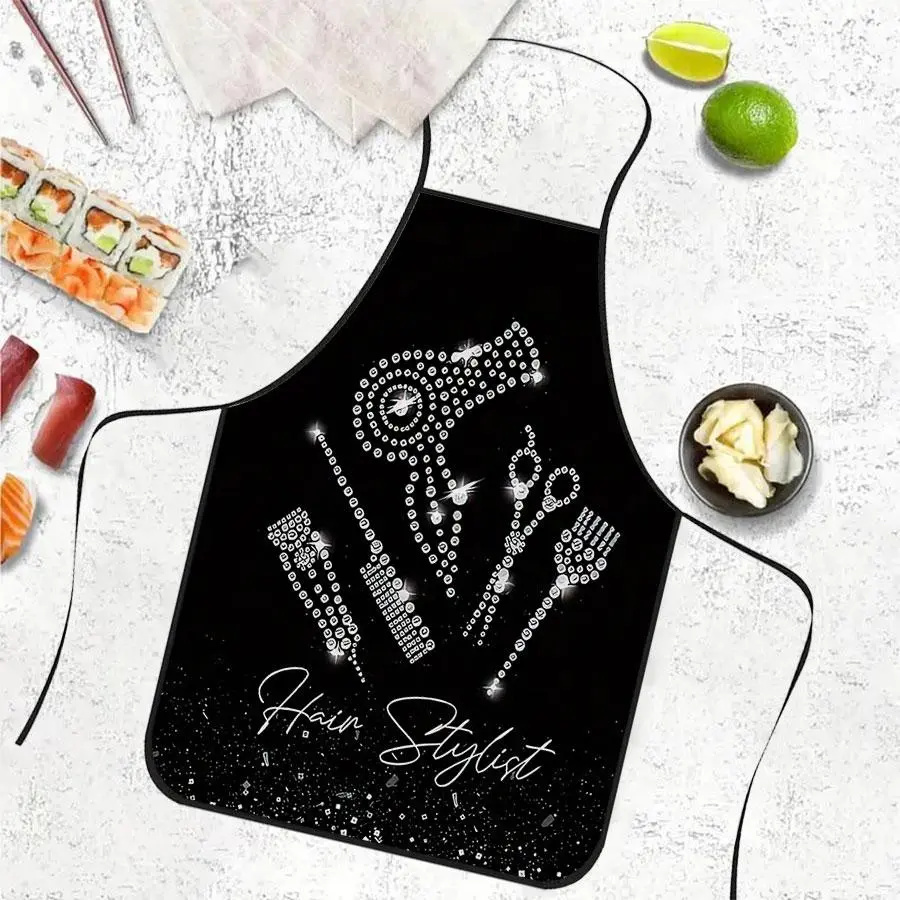 Creative Hairdressing Printed Apron, Kitchen Cooking Apron, Kitchen Aprons, Durable Polyester Material, Ideal for Cooking, BBQ, Barbecue, Gardening, Arts & Crafts, Unisex Indoor & Outdoor Use