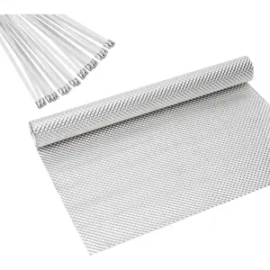 16" x 78.7" Exhaust Heat Shield Kit – High-Temp Muffler/Engine Embossed Aluminum Heat Shield with 20PCS Stainless Steel Cable Ties for Automotive & Motorcycle