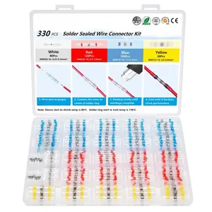 330 count Solder Seal Wire Connectors Kit,  Heat Shrink  Connectors 26-10 AWG, Insulated Heat Shrink Self Solder Splice Electrical Terminals for Marine Automotive Boat