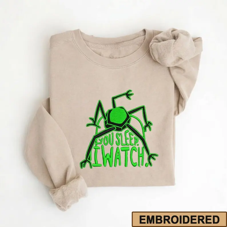 Embroidered You Sleep I Watch Alien Sweatshirt, Project Hail Mary Rocky Inspired Tee, Sci Fi Book Lover Funny Shirt
