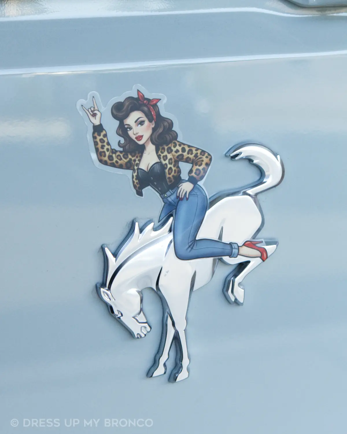 Hot Shot Bombshell — Bronco Rear Emblem Vinyl Decal (Pin-Up Edition)