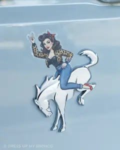 Hot Shot Bombshell — Bronco Rear Emblem Vinyl Decal (Pin-Up Edition)