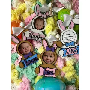 Easter Bunny Basket Photo Frame Tags Personalized Easter Decor Easter Ornament DIY