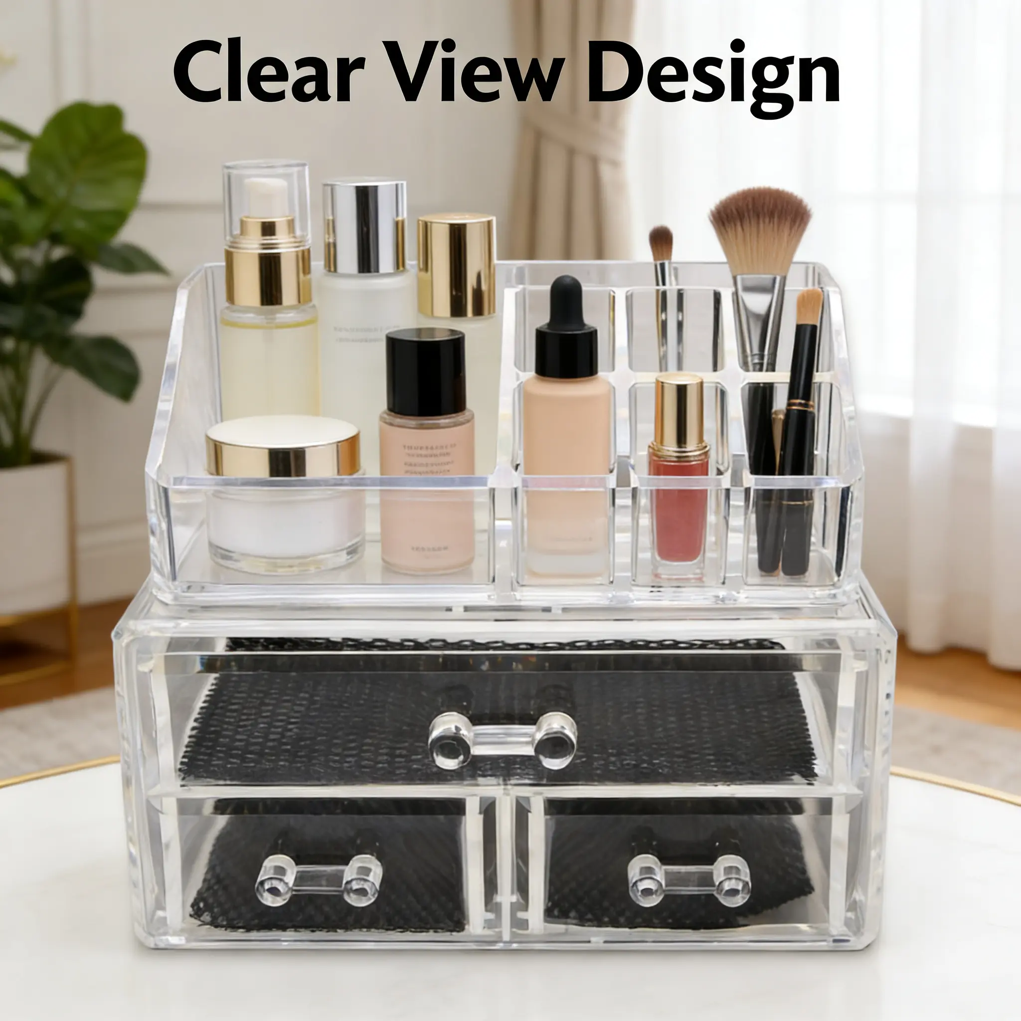 Luxury Clear Makeup Organizer | Large Desktop Vanity Cas
