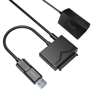 SATA to USB 3.0 , USB 3.0 to SATA III Hard Drive Adapter Compatible for 2.5 3.5 Inch HDD/SSD Hard Drive Disk with 12V/2A Power Adapter, Support UASP