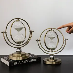 Creative Earth Globe Sand Timer Ornament, Modern Luxury Office Decor, Unique Timepiece for Home & Office, Stylish Desk Accessory