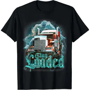 100%cotton Truck Driver Design For Men Dad Big Rig Semi-Trailer Truckin T-Shirt Streetwear Graphic