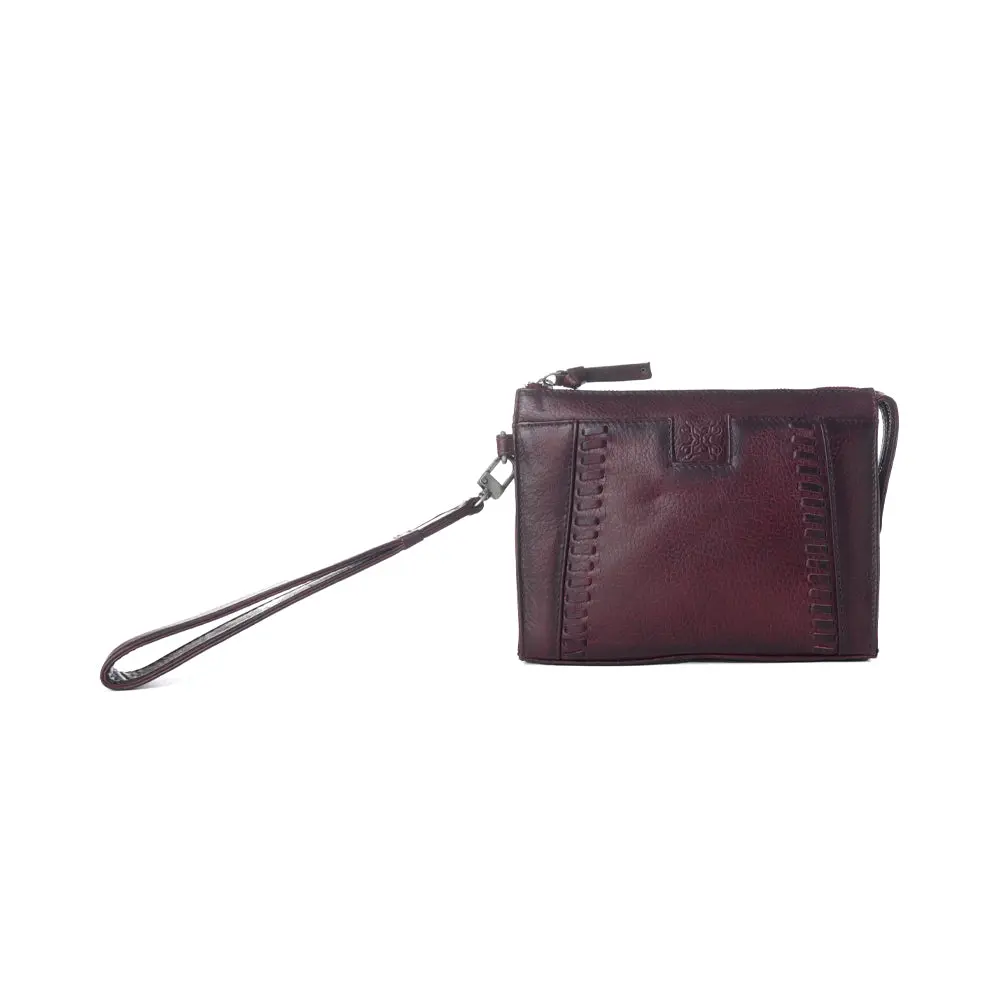Myra Zidana Bandera Ridge Veg Tanned Leather Wristlet in Dusty Rose