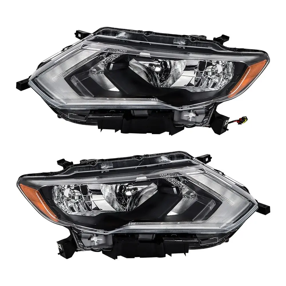 Nakkaa LED DRL Bright Headlights Assembly - 1 Pair (2 Pcs, Left+Right), Daytime Running Function, Factory-Look Halogen Replacement for Nissan Rogue 2017-2019