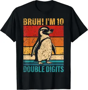 10 Years Old Birthday Bruh I'm Double Digits 10th Birthday T-Shirt