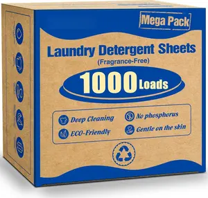 1000 Loads Mega Pack Laundry Detergent Sheets,  Laundry Sheets,  Cleaning, Suitable for Homes, Dorms, and Apartments- [-Free]