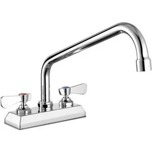 4 Inch Center Commercial Sink Faucet Deck Mount Faucet (12" Swivel Spout)