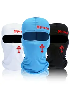 Letter & Cross Print Balaclava Face Mask, Summer Cooling Neck Gaiter, UV Protector Motorcycle Ski Scarf for Men & Women