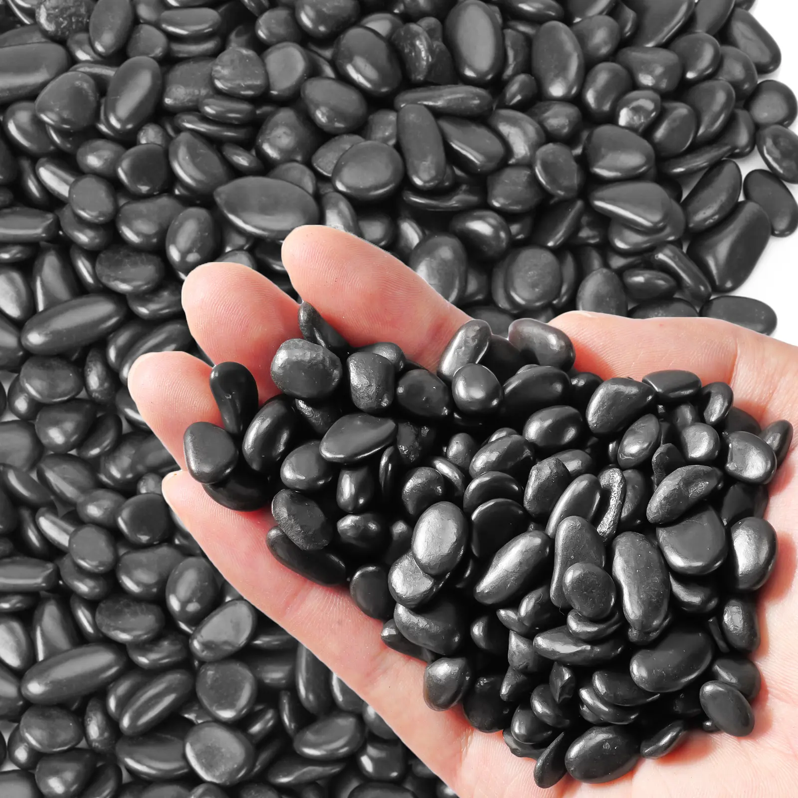 Black Polished River Rocks Pebbles Garden Decorative Rock Small Gravel Stones for Indoor Outdoor Bonsai Plants Succulents Aquarium Landscaping Vases Fish Tank Terrarium