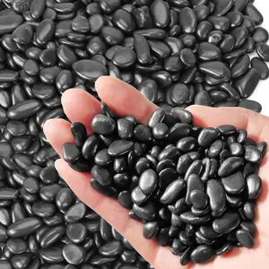 Black Polished River Rocks Pebbles Garden Decorative Rock Small Gravel Stones for Indoor Outdoor Bonsai Plants Succulents Aquarium Landscaping Vases Fish Tank Terrarium