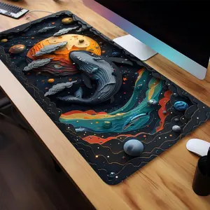 Cosmic Whale Space Adventure Design Extended Mouse Pad, 1 Count Rectangle Non-slip Gaming Mouse Pad, Office Decorative Keyboard Pad for Home Office, Desk Accessory