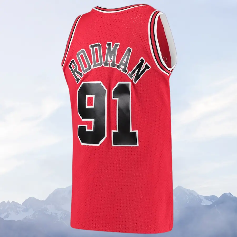 Dennis Rodman Men's Sleeveless stitched Basketball Jersey 1997-98 Red