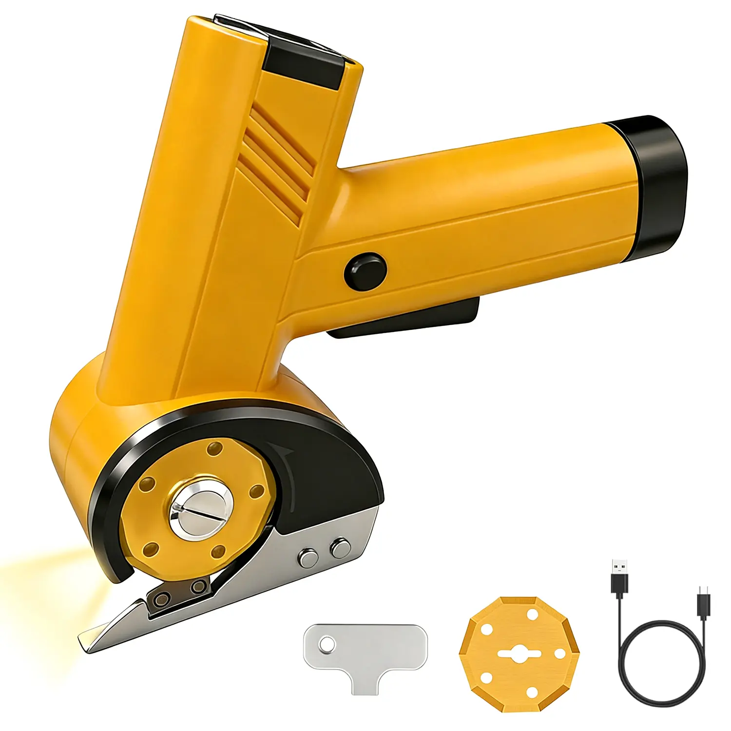 summerwins 2026 Upgrade 4.2V Brushless Motor Cordless Electric Chop Saw Work Tool - Cardboard Cutter with LED Display, 3 Tungsten Steel Blades, Tools and Gadgets for Fabric, Cardboard