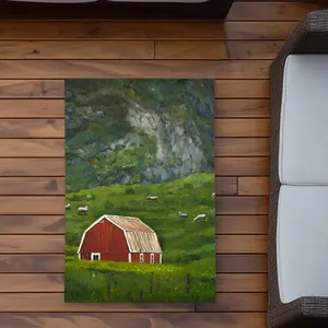 Begin Home Decor C1ROAR23PXPBFW 2 x 3 ft. Life in the Countryside - Farm Animals Kitchen Outdoor Rug - Rectangle