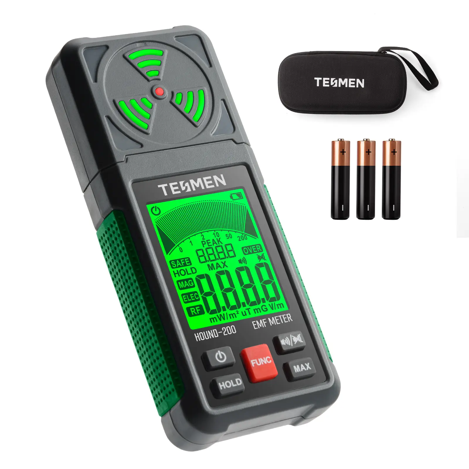 TESMEN Hound-200 EMF Meter: 3-in-1 Portable Electromagnetic Field Radiation Detector for EF, RF, MF, WiFi Signal, Suitable for Home, Office EMF Inspec