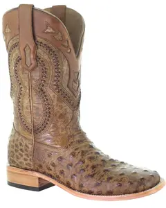 Corral Men's Woven Ostrich Overlay Western Boot Square Toe - A4008