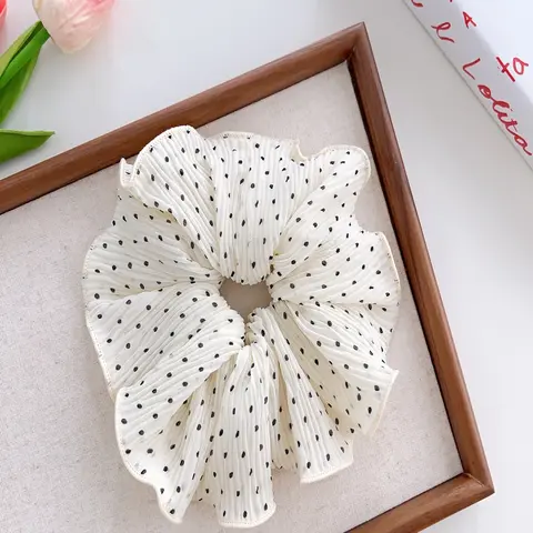 Polka Dot Pattern Scrunchie, Elegant High Stretch Hair Tie for Women & Girls, Minimalist Headwear Suitable for Thick Hair, Fashionable Hair Accessories for Party, Daily Decor, Ponytail Hairstyle, Scrunchies, Elastic Band Scrunchie, Elastic Hair Accessory
