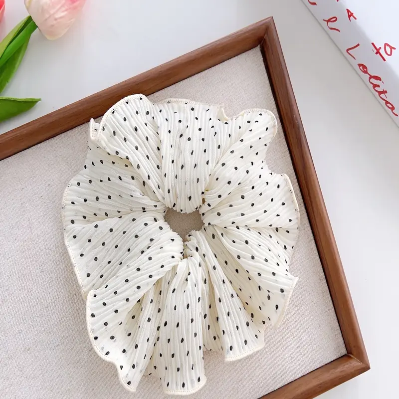 Polka Dot Pattern Scrunchie, Elegant High Stretch Hair Tie for Women & Girls, Minimalist Headwear Suitable for Thick Hair, Fashionable Hair Accessories for Party, Daily Decor, Ponytail Hairstyle, Scrunchies, Elastic Band Scrunchie, Elastic Hair Accessory