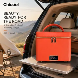 Mini Fridge, 5 Liter / 6 Can Small Refrigerator for Bedroom, Car, Office & Dorm, 110V AC/DC Portable Thermoelectric Cooler & Warmer for Skincare, Food, Drinks, Orange