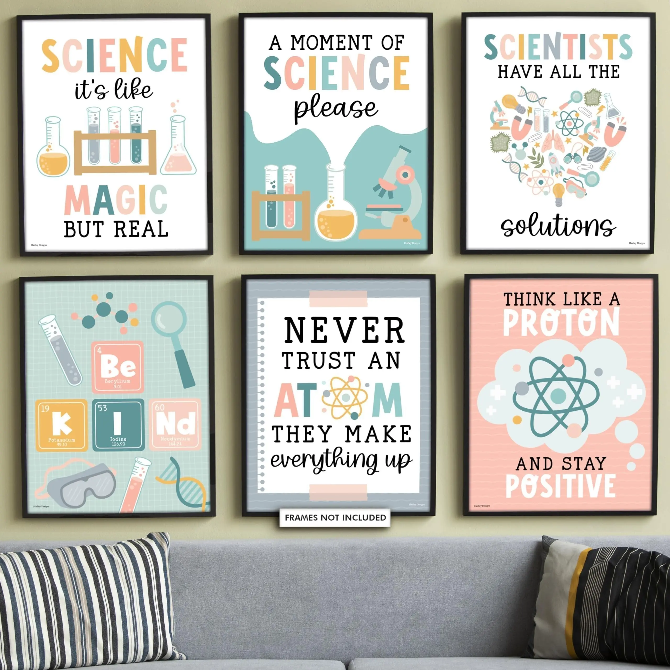 Life Science Posters | Set of 6 | Educational Posters Boho Colorful Wall Decoration Art Deco Style