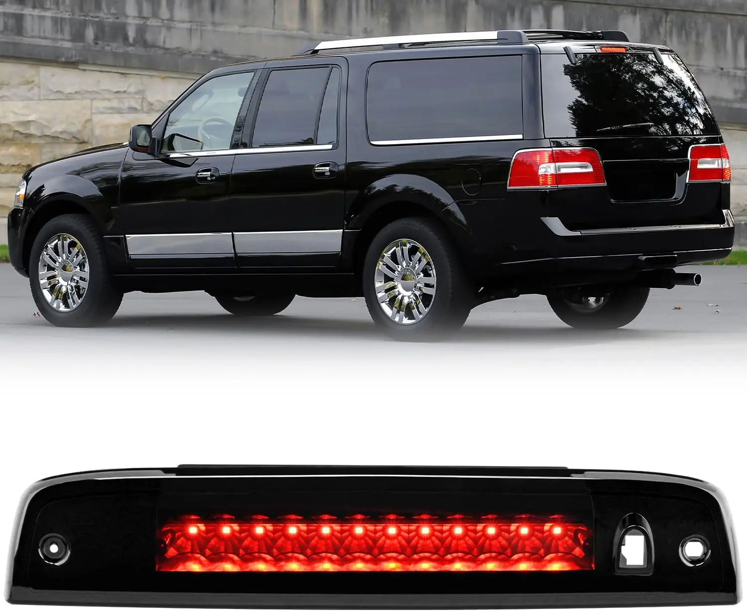 Nilight High-Mount LED Brake Light - Smoked Lens, Red Illumination, 12 Built-in LEDs Truck Car Lighting Accessory for Ford Expedition & Lincoln Navigator 2003-2016 (LED Taillight Lighting Assemblies & Components)