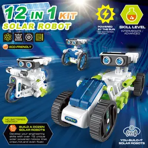 Children's educational toys, solar self-loading science and education building blocks, 12-in-1 handmade DIY programming assembly robot