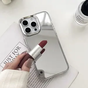 For iPhone 17Air 17 16 15 14 13 12 11 Pro Max Plating Make Up Mirror Phone Case Hard Acrylic Protective Bumber Cove Girl Women