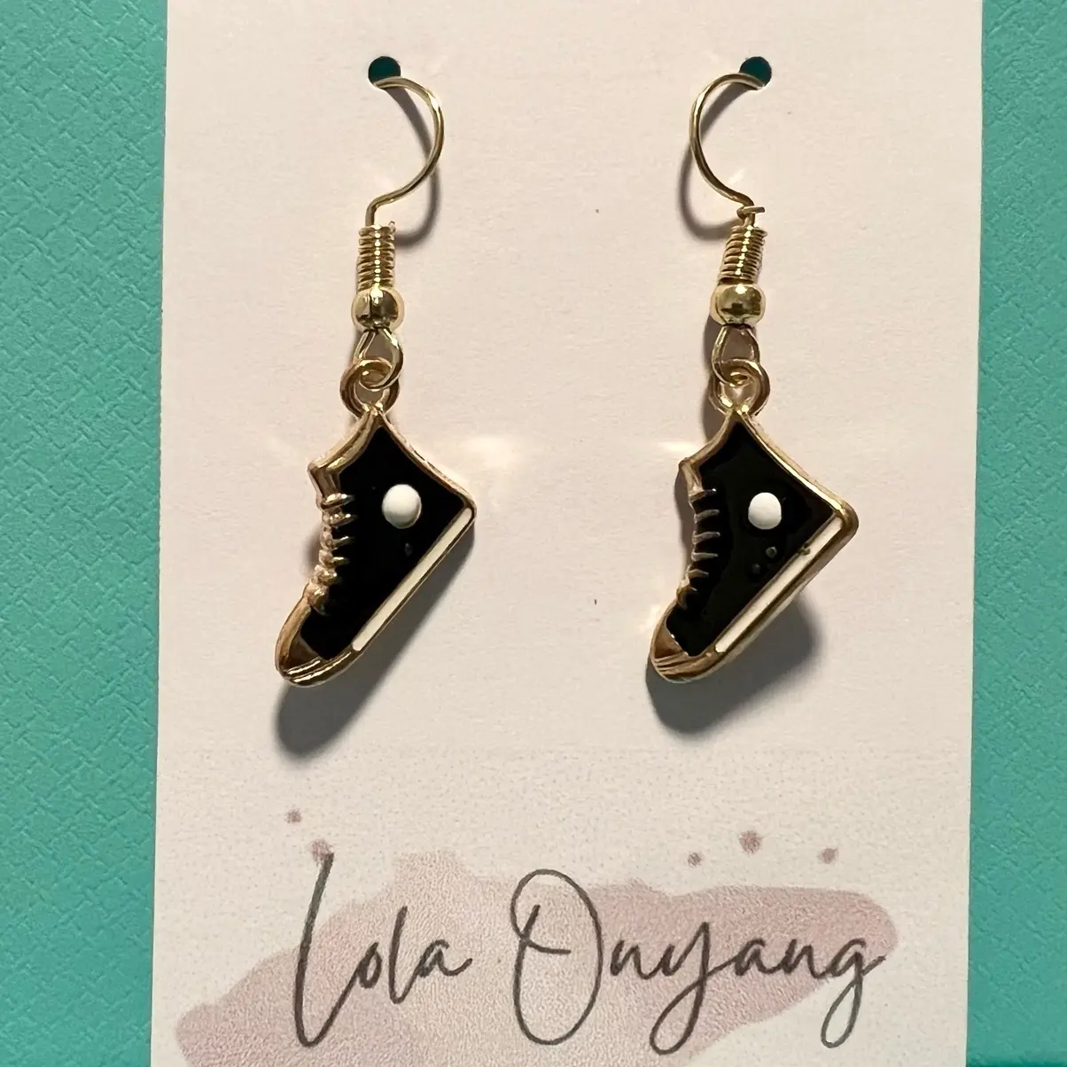 High cut sneakers shoe earrings lightweight jewelry