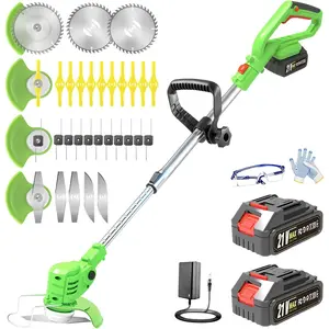 Electric Weed Wacker Cordless, 21V   Weed Eater with Charger & 2 , Stringless Weed Whacker with Metal , Light Weight 3 in 1 Grass Trimmer Edger Brush  for lawn Garden