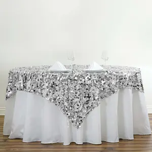 Sequin Table Overlay 72"x72" Silver - Big Payette Table Topper