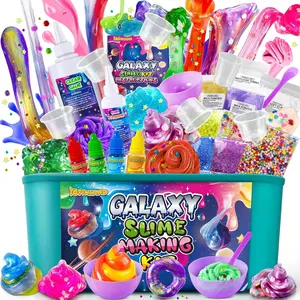 Easter Gift DIY Slime Kit, Galaxy Slime Making Kit for Girls, Butter Slime, Foam Slime, Glow in The Dark Slime with Add-ins, Foam Balls, Charms, Glitters, Slime Party Favors Gift Toys for Kids 6-12