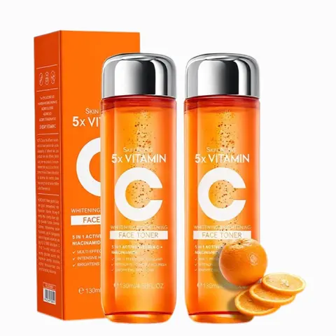 DEFGR 5-in-1 Hydrating Vitamin C Korean Facial Toner - 5X Concentrated, 130ml, 2-Piece Skincare Toner for Facial Skin Care