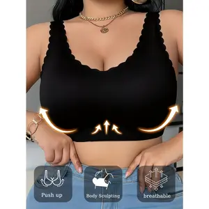 Plus Size Women's Backless Bra, Wirefree Soft Support Tank Top, Removable Pads Comfortable & Breathable