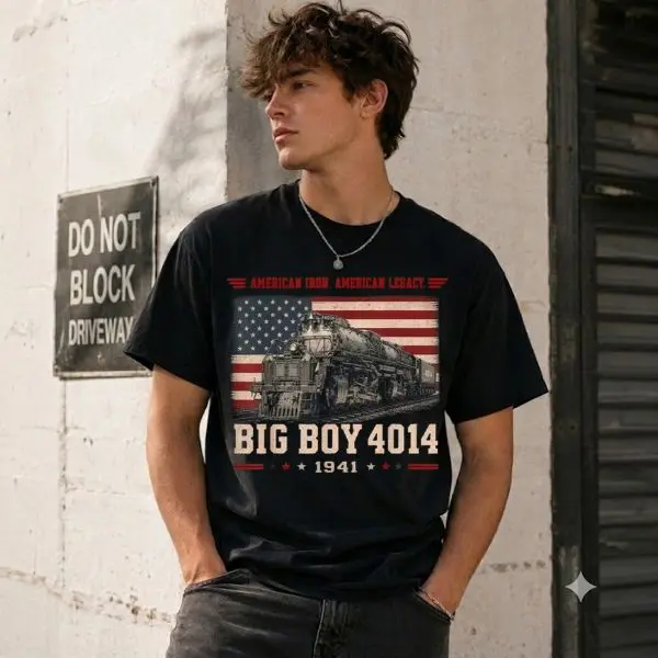 Big Boy 4014 Steam Train T-Shirt, American Railroad Graphic Tee, Vintage Locomotive Railfan Gift